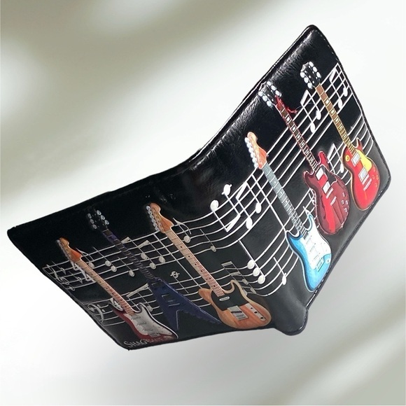SHAG WEAR Electric Guitars Tri-Fold Wallet Gothic Vegan Leather 4.5 x 3 1/4 - Picture 5 of 8